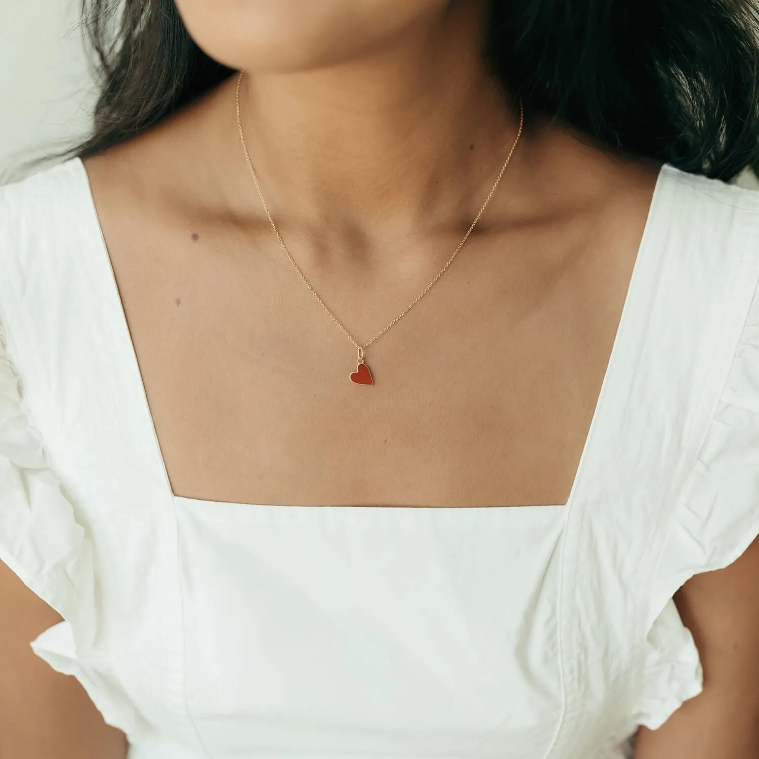 Solid Enamel Heart Necklace