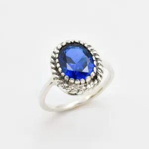 Solitaire Sapphire Ring - Blue Sapphire Ring, Blue Promise Ring