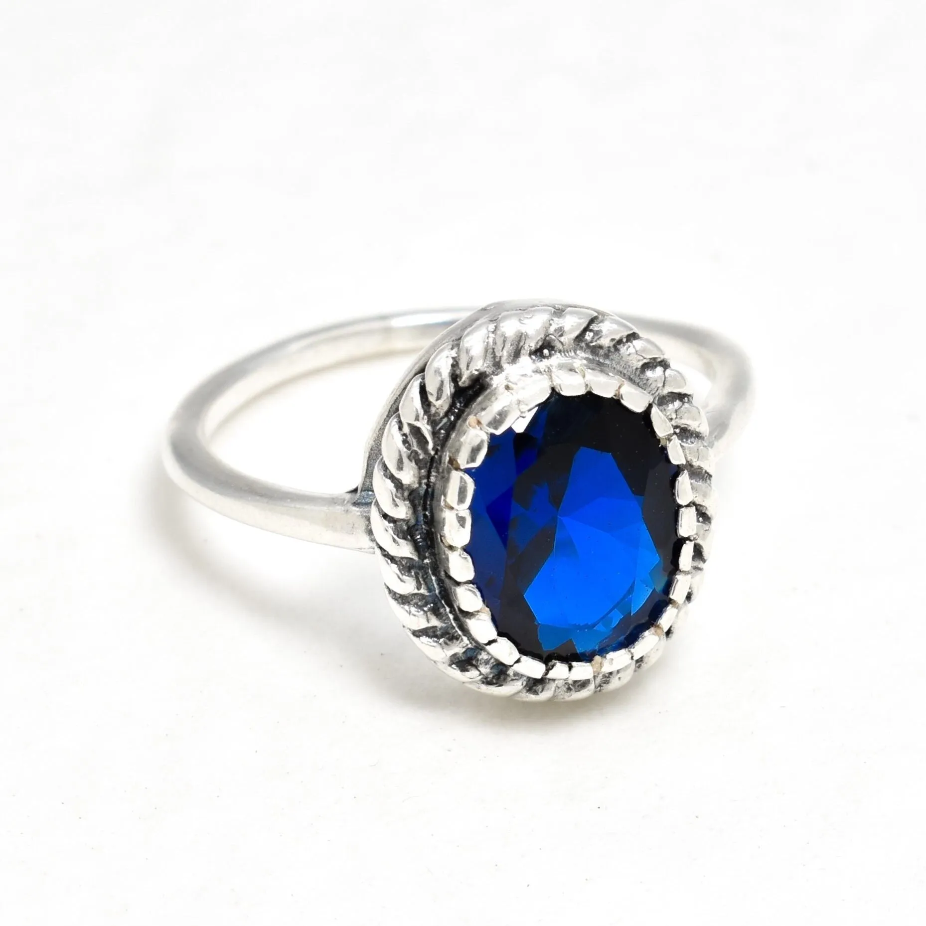 Solitaire Sapphire Ring - Blue Sapphire Ring, Blue Promise Ring