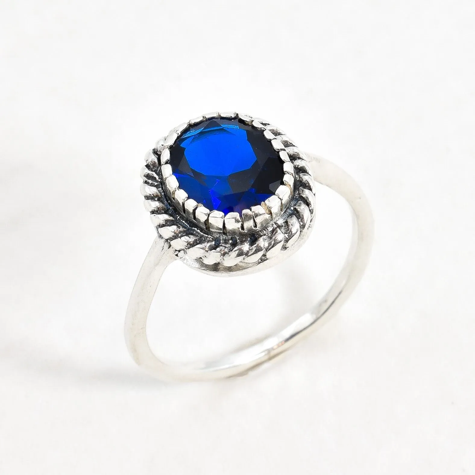 Solitaire Sapphire Ring - Blue Sapphire Ring, Blue Promise Ring