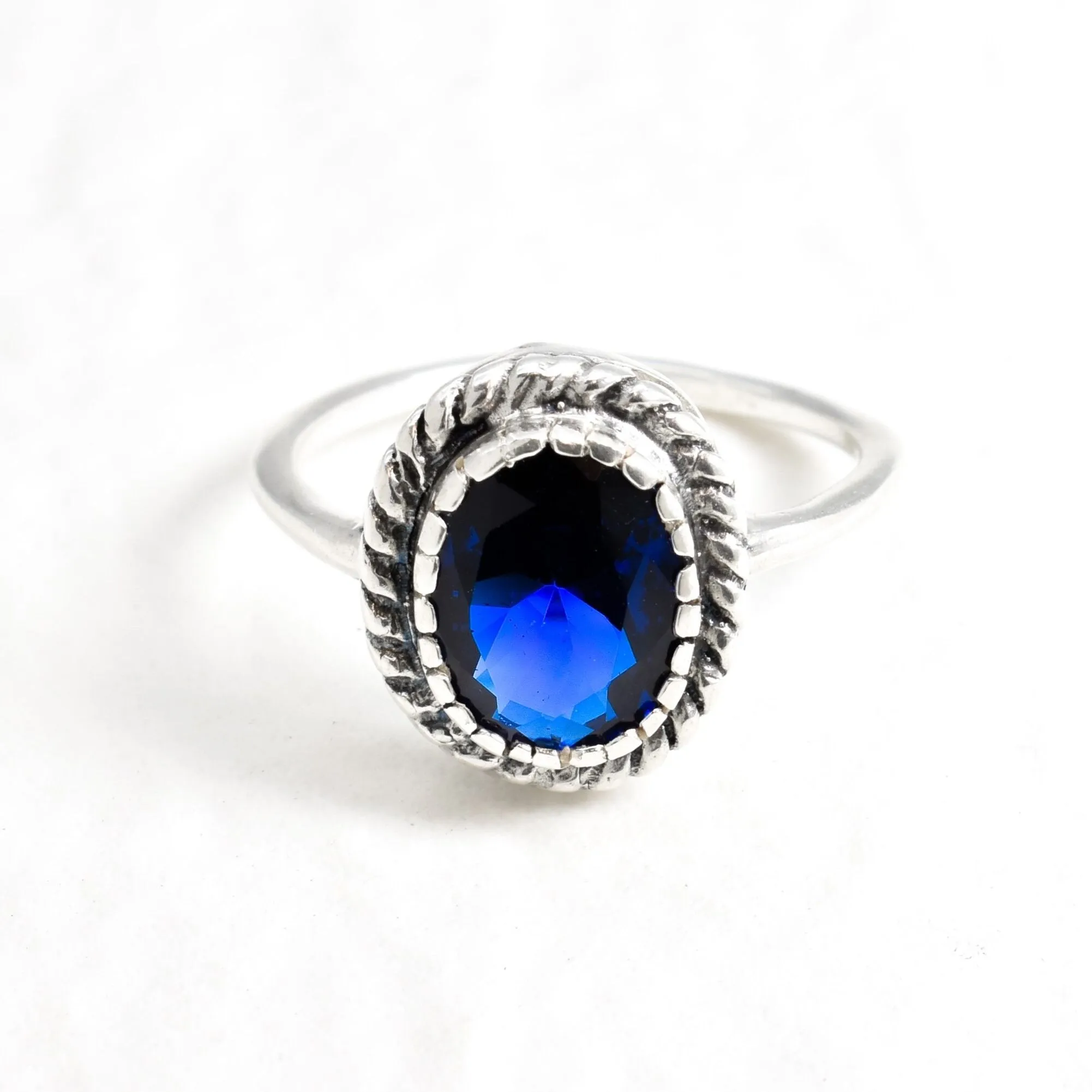 Solitaire Sapphire Ring - Blue Sapphire Ring, Blue Promise Ring