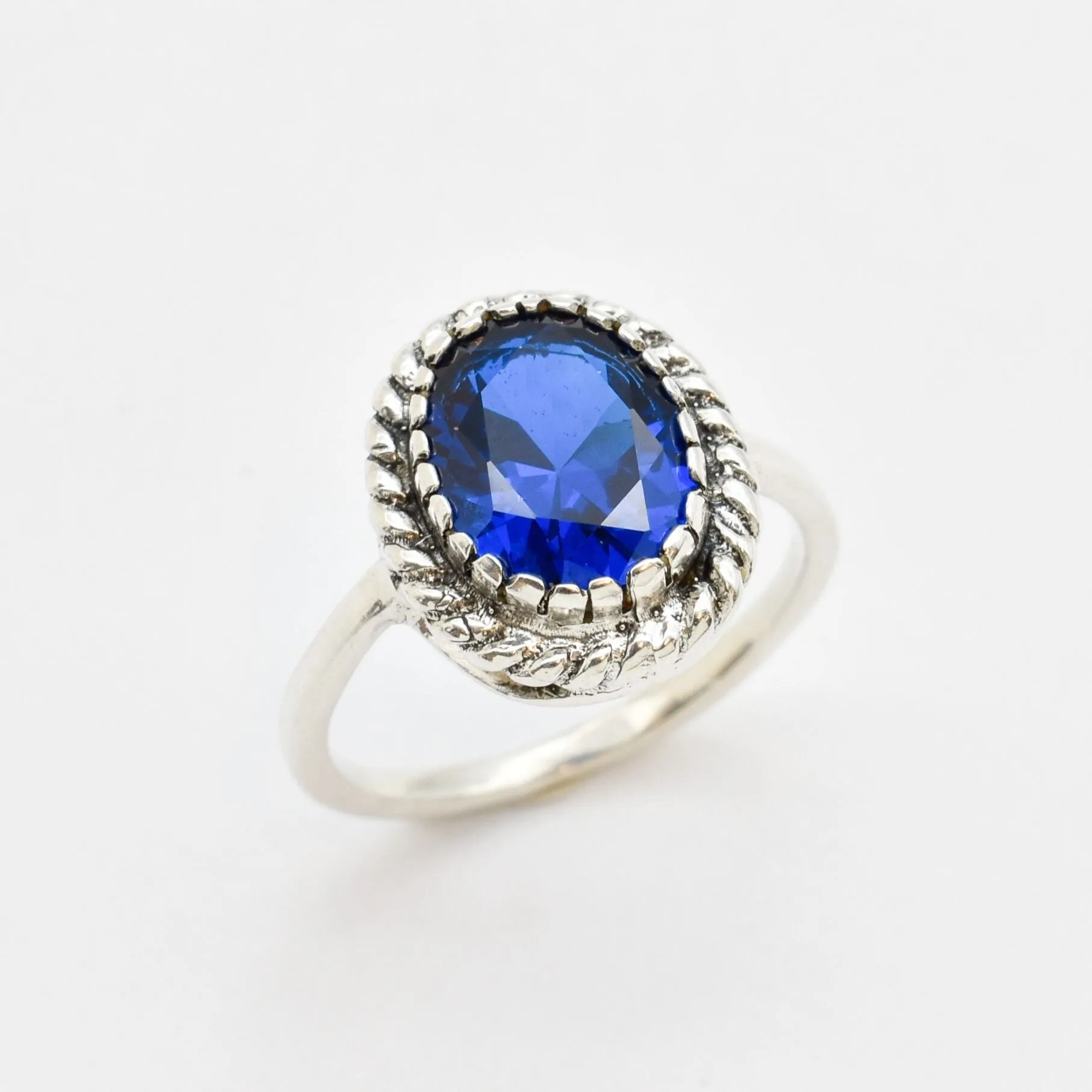 Solitaire Sapphire Ring - Blue Sapphire Ring, Blue Promise Ring