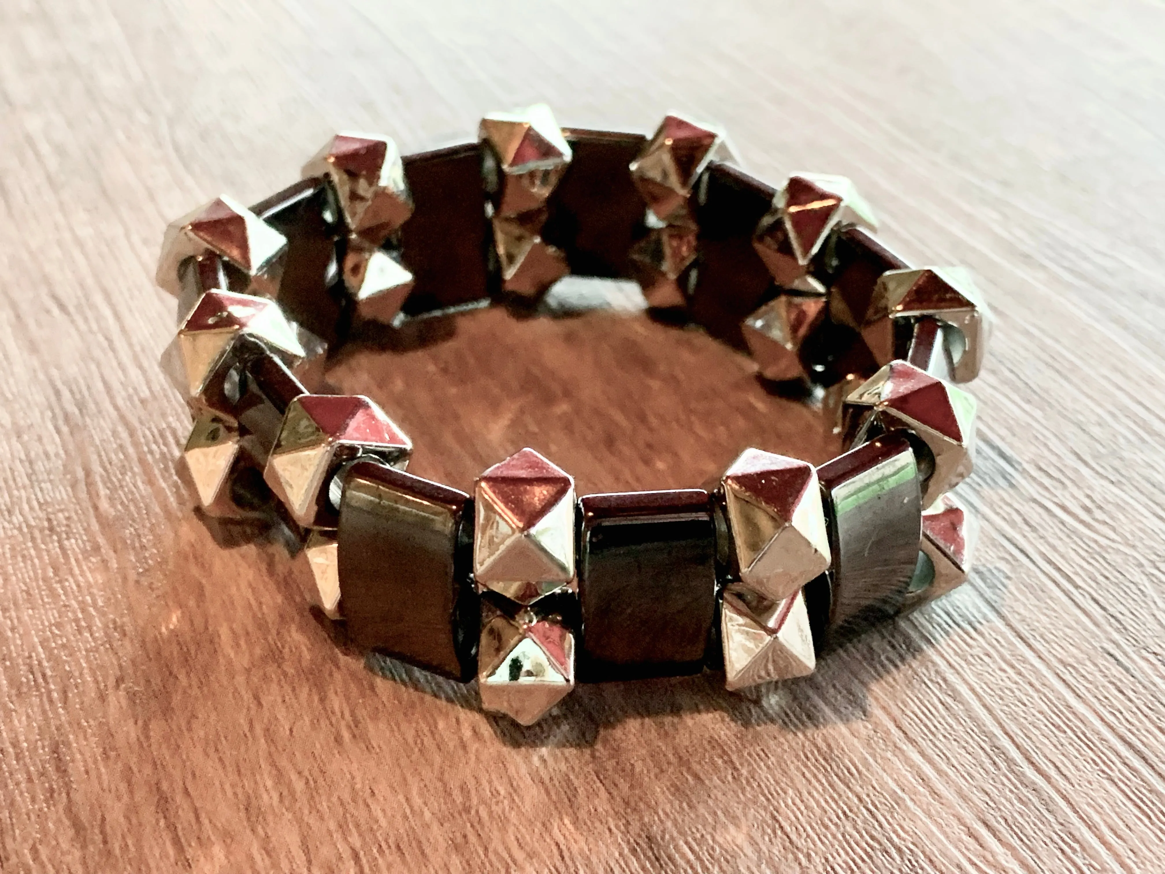 Spikey Handmade Hematite Expandable Bracelet