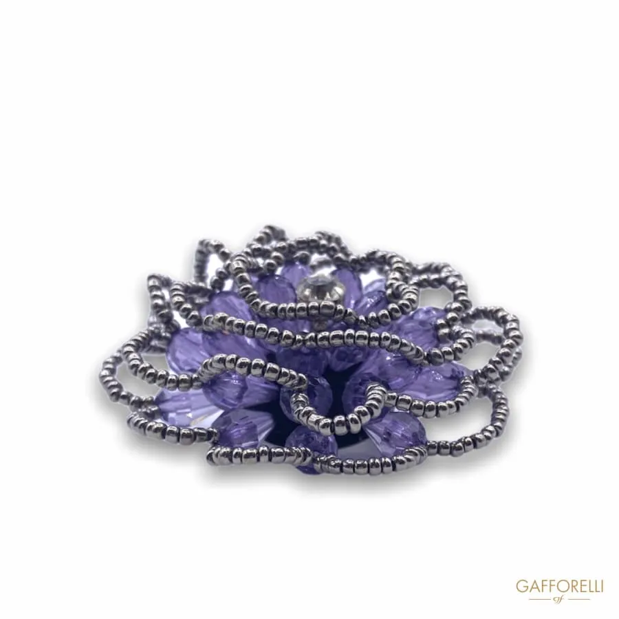 Stones Brooch, Jewel Flower and Beads with Central Rhinestones A351- Gafforelli Srl