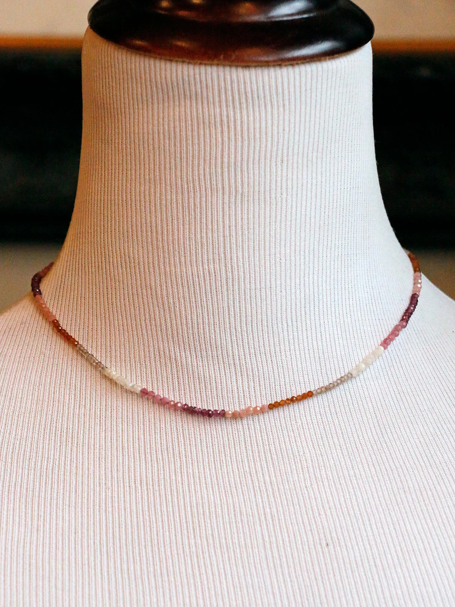 Susan Rifkin Pink Sapphire   Moonstone Beaded Necklace