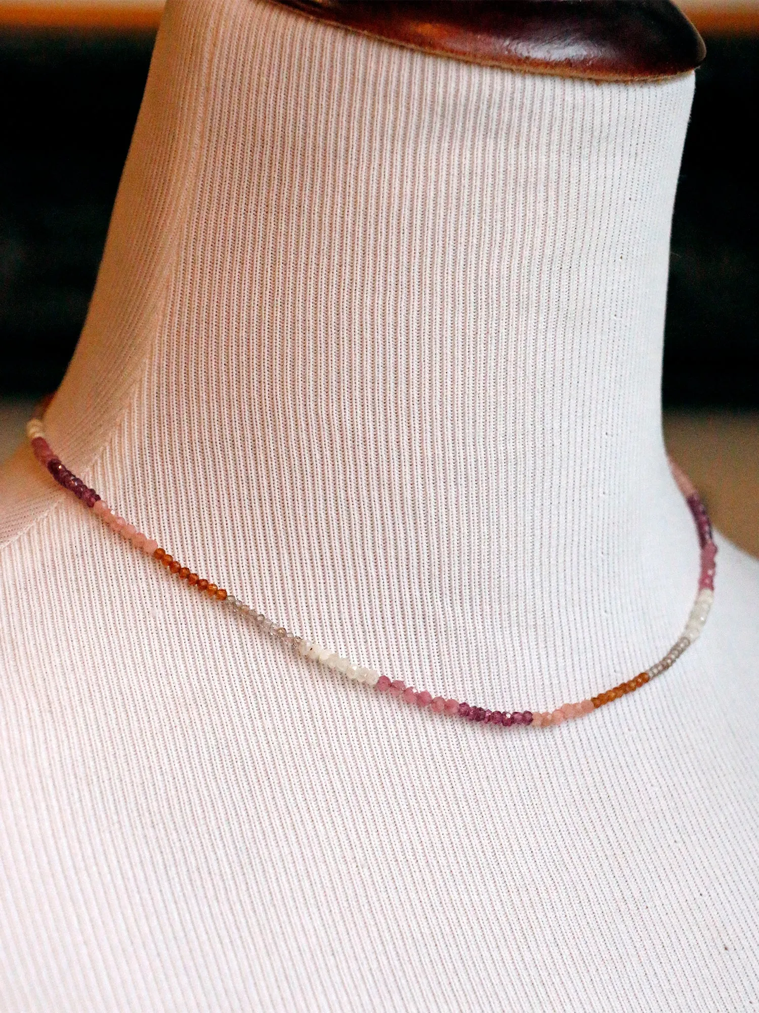 Susan Rifkin Pink Sapphire   Moonstone Beaded Necklace