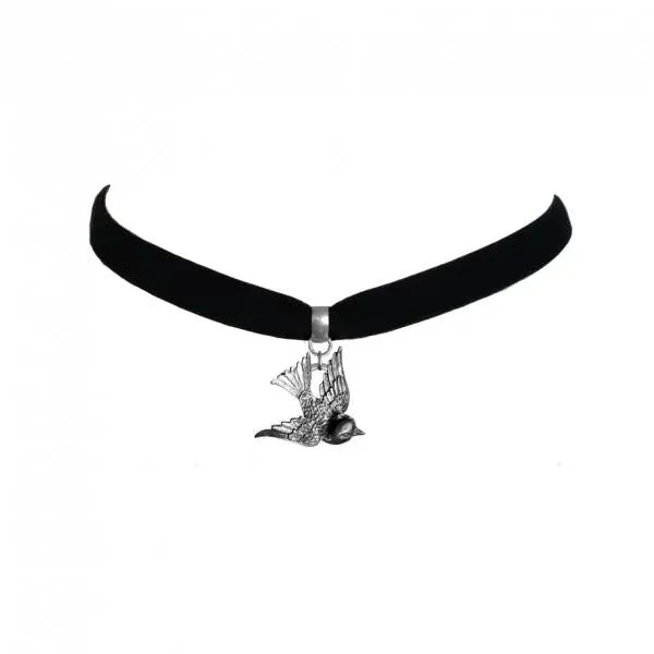 Swallow Choker Necklace - Black