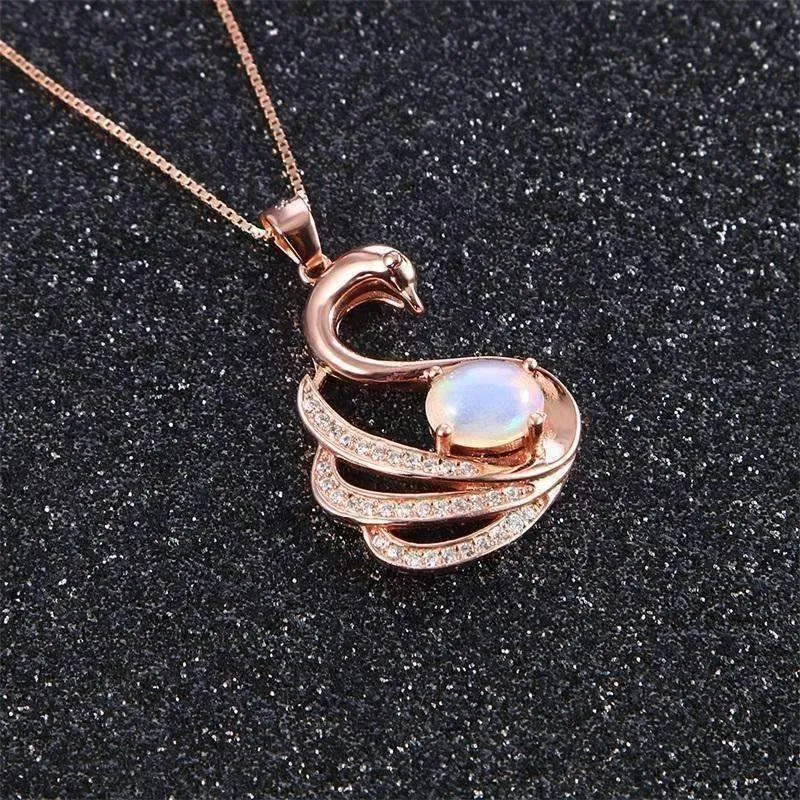 Swan Lake Opal and Rose Gold IOBI Precious Gems Necklace