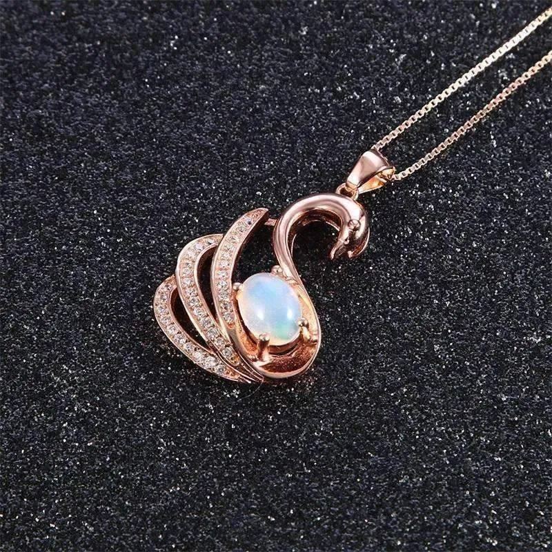 Swan Lake Opal and Rose Gold IOBI Precious Gems Necklace