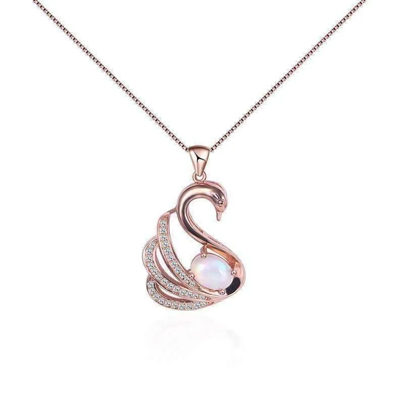 Swan Lake Opal and Rose Gold IOBI Precious Gems Necklace