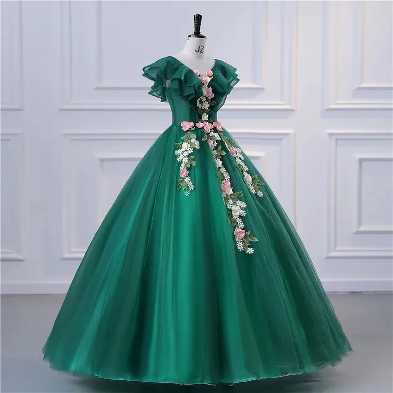 Sweet Flower Prom Ball Gown Quinceanera Dress