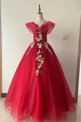 Sweet Flower Prom Ball Gown Quinceanera Dress