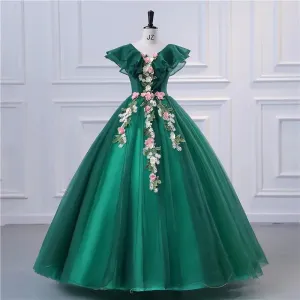 Sweet Flower Prom Ball Gown Quinceanera Dress