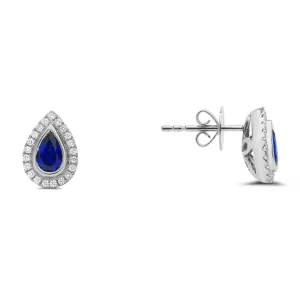 Teardrop Sapphire and Diamond Stud Earrings