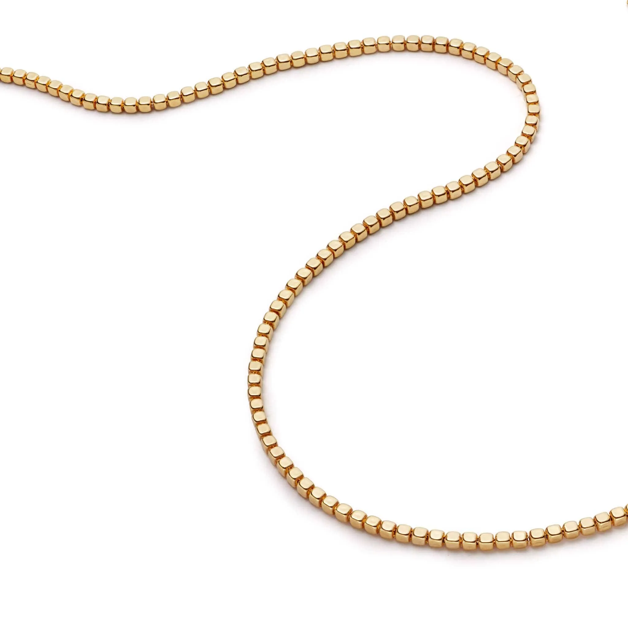 Thin Beaded Necklace 18ct Gold Plate