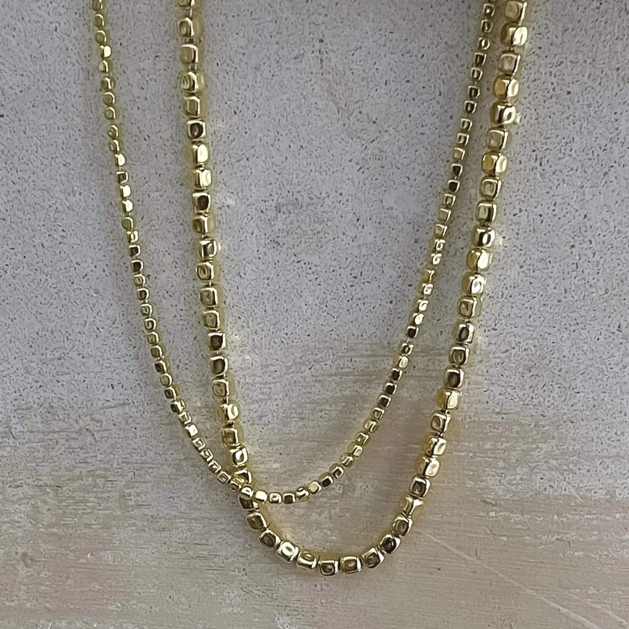 Thin Beaded Necklace 18ct Gold Plate