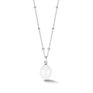 Timeless Adjustable 10mm Oval White Freshwater Pearl Pendant