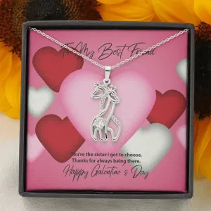 To My Best Friend Galentine's Day Giraffe Necklace