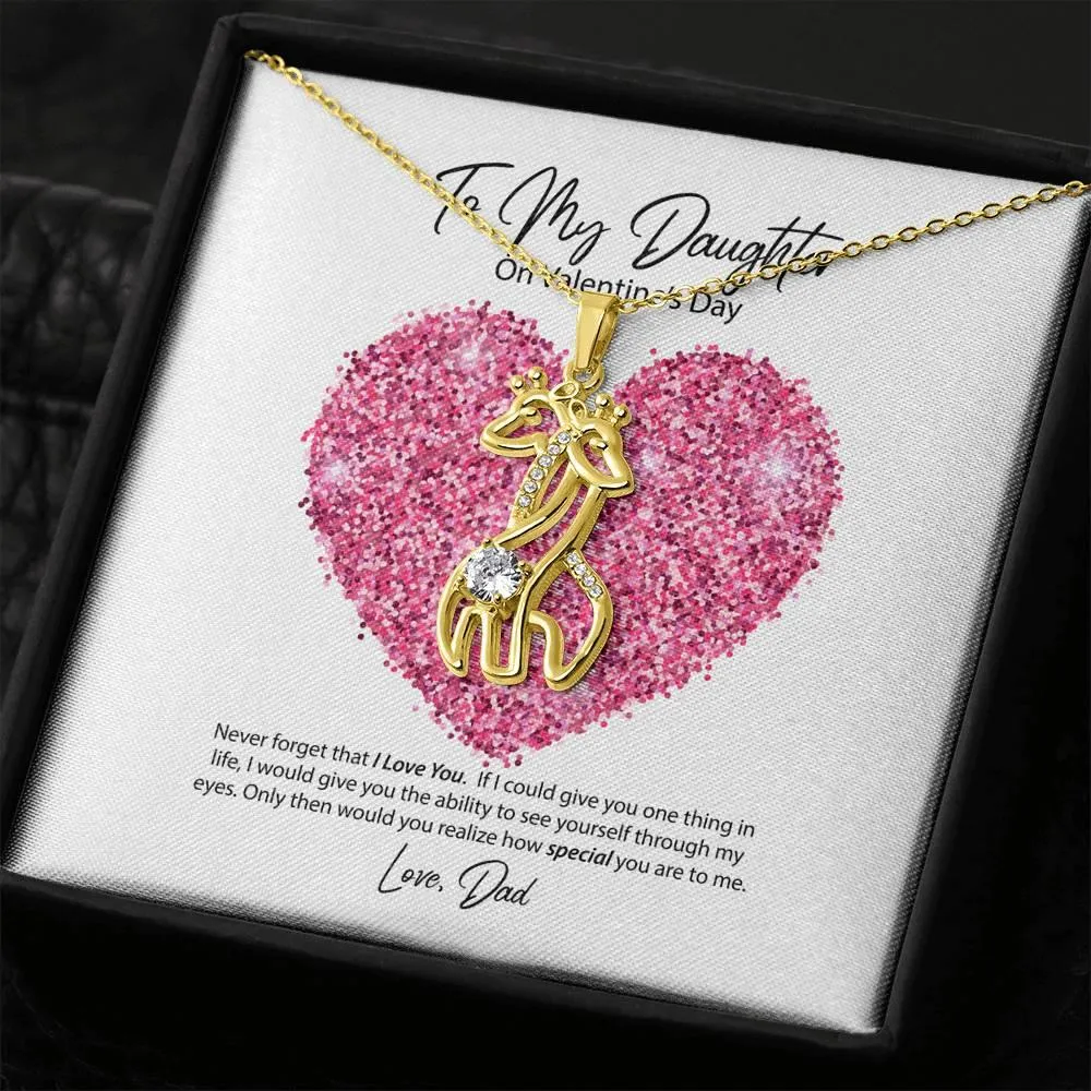 To My Daughter from Dad Valentine's Day Giraffe Necklace