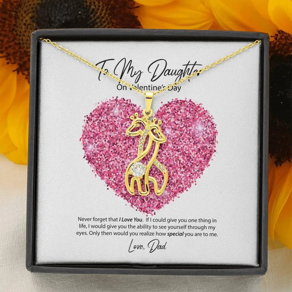 To My Daughter from Dad Valentine's Day Giraffe Necklace