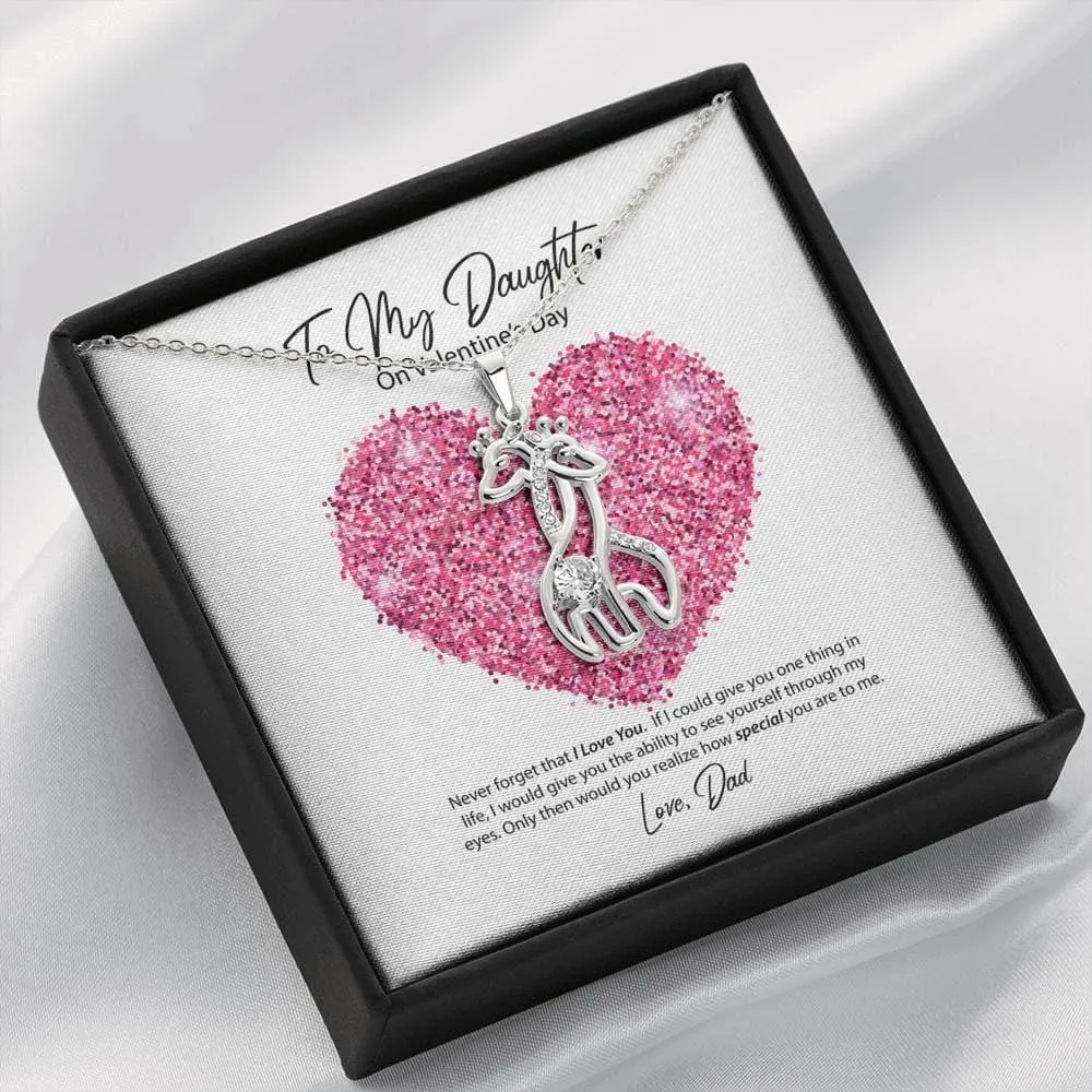 To My Daughter from Dad Valentine's Day Giraffe Necklace