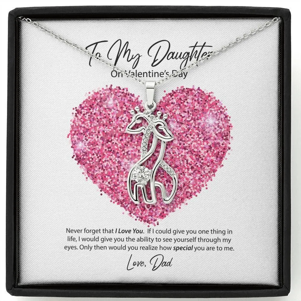 To My Daughter from Dad Valentine's Day Giraffe Necklace