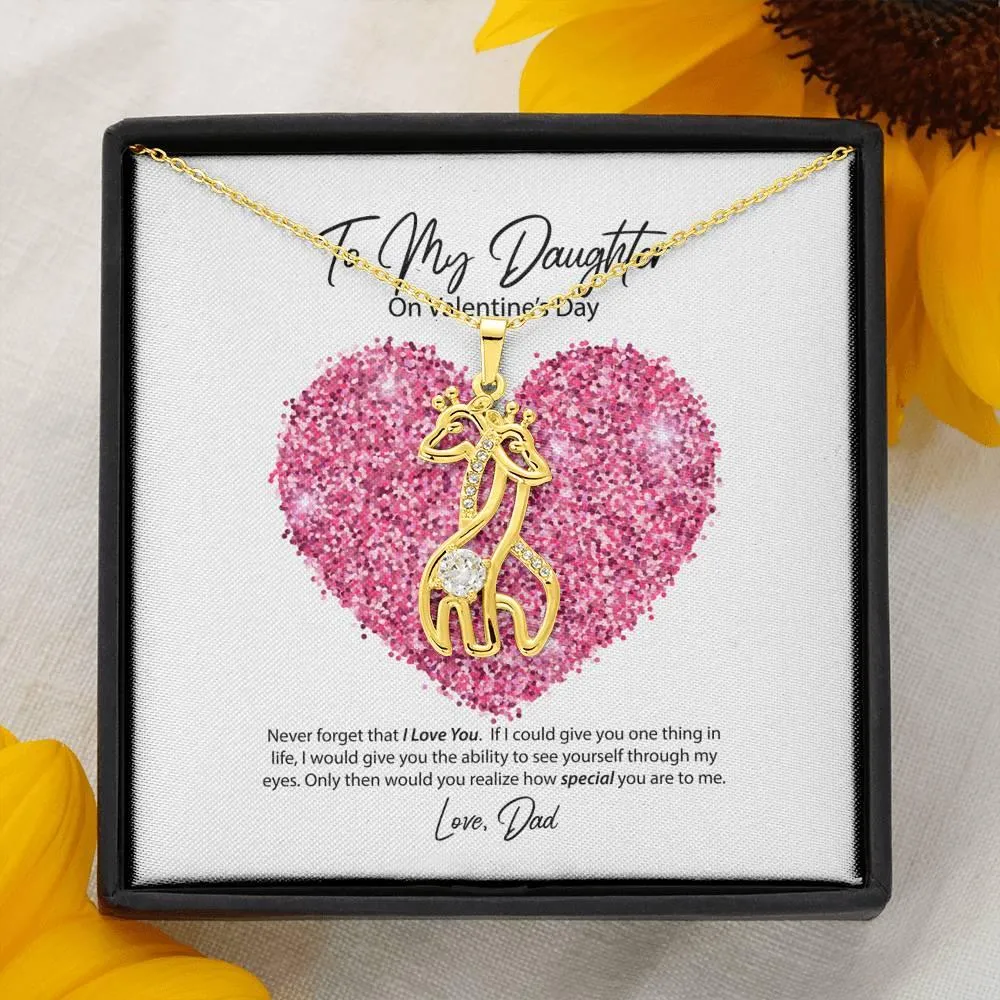 To My Daughter from Dad Valentine's Day Giraffe Necklace