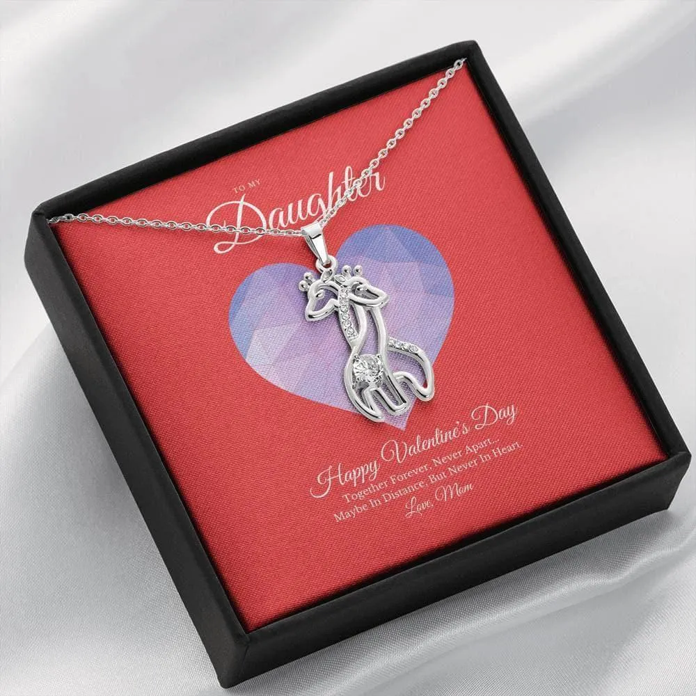 To My Daughter from Mom Valentine's Day Giraffe Necklace