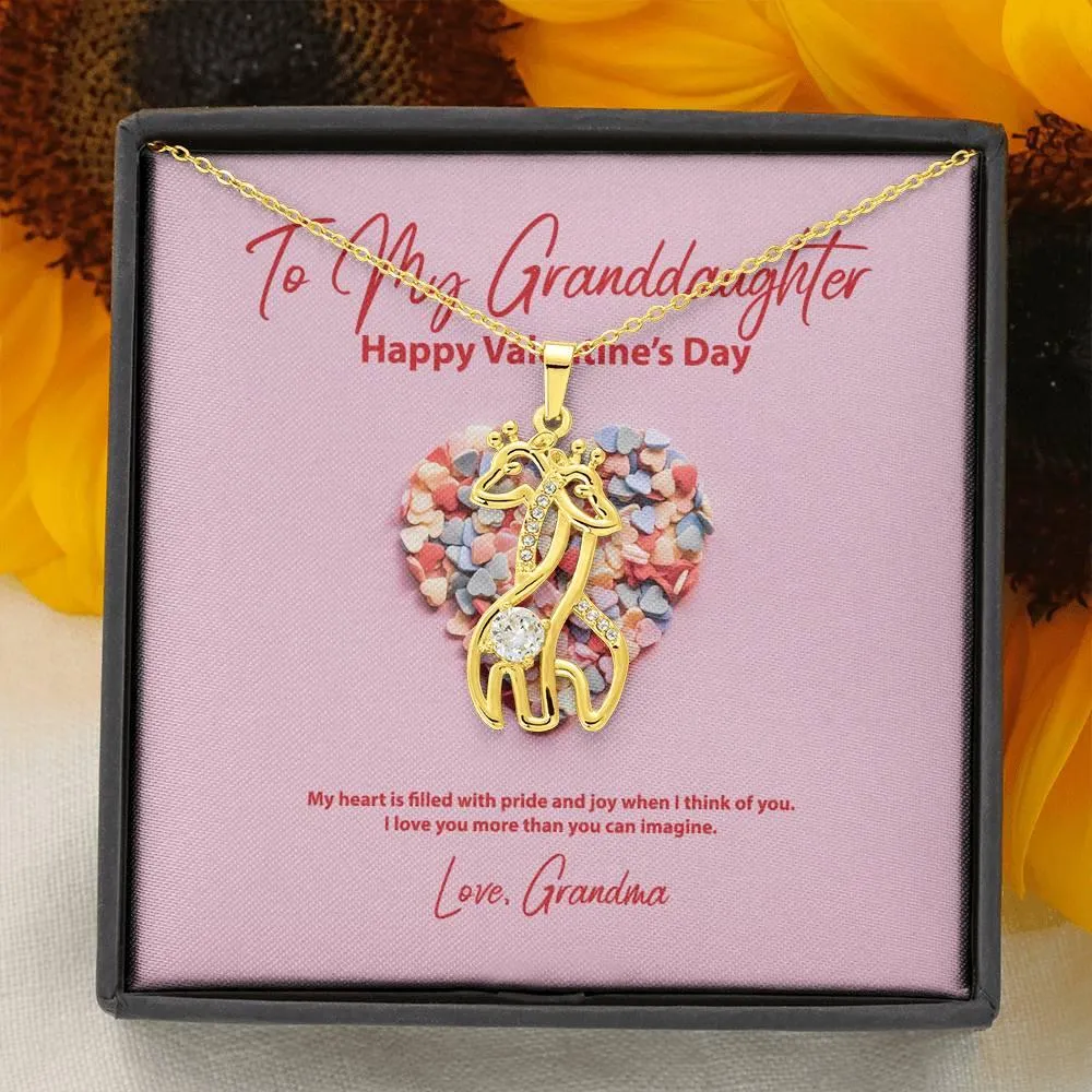 To My Granddaughter from Grandma Valentine's Day Giraffe Necklace