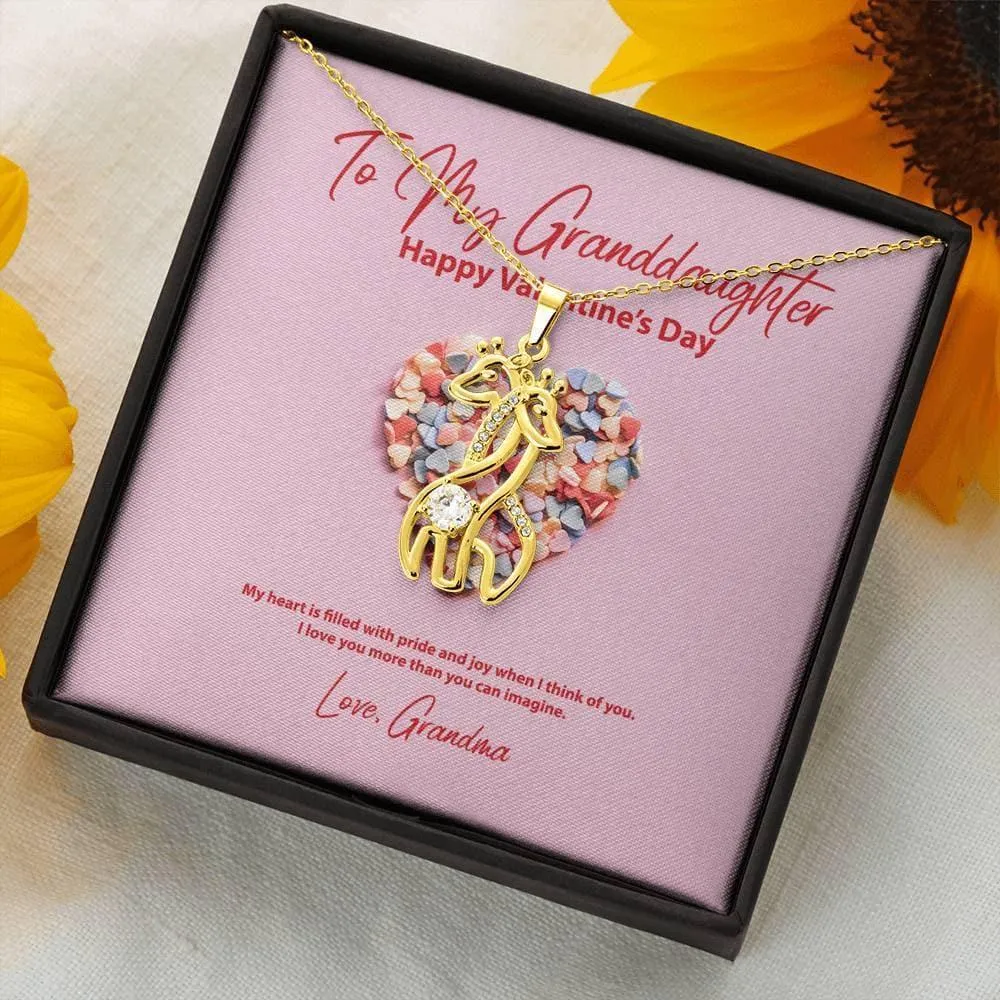 To My Granddaughter from Grandma Valentine's Day Giraffe Necklace