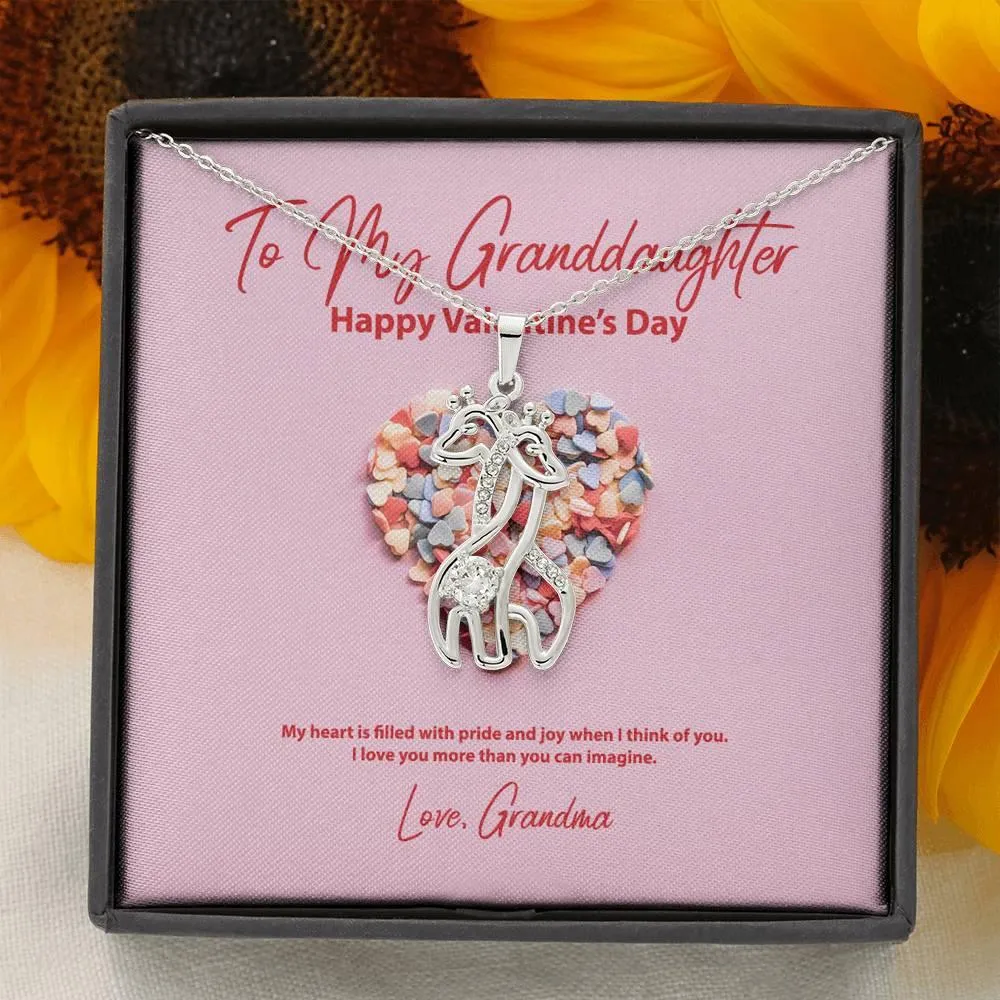 To My Granddaughter from Grandma Valentine's Day Giraffe Necklace