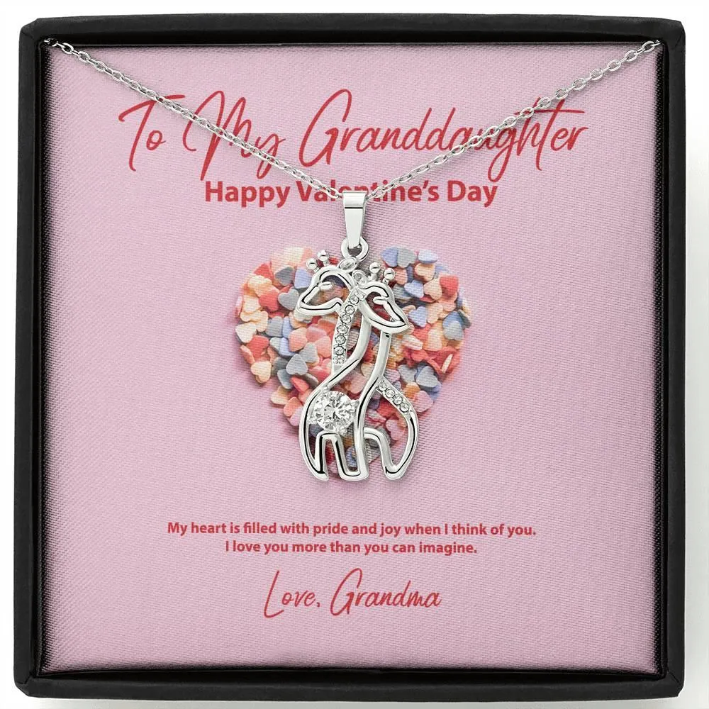 To My Granddaughter from Grandma Valentine's Day Giraffe Necklace