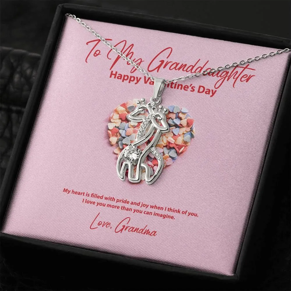 To My Granddaughter from Grandma Valentine's Day Giraffe Necklace