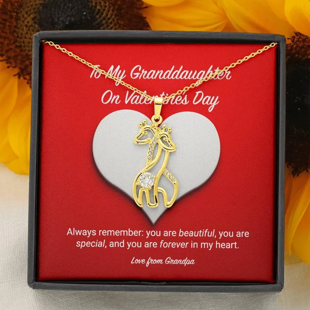 To My Granddaughter from Grandpa Valentine's Day Giraffe Necklace