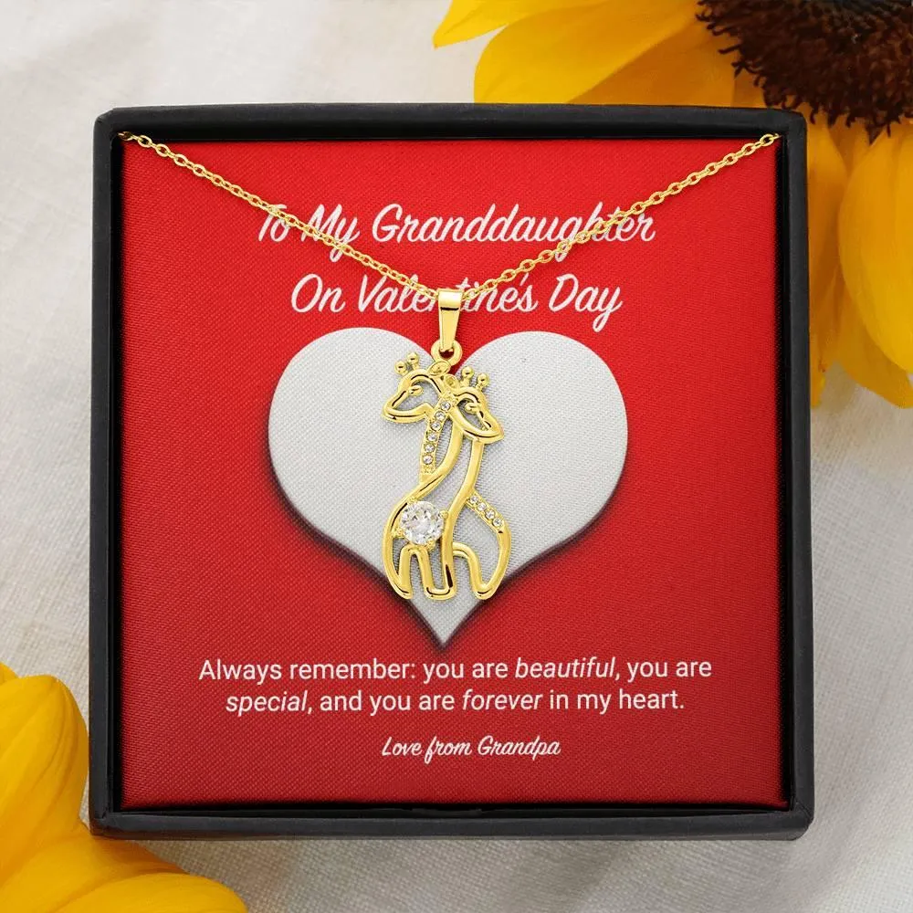 To My Granddaughter from Grandpa Valentine's Day Giraffe Necklace