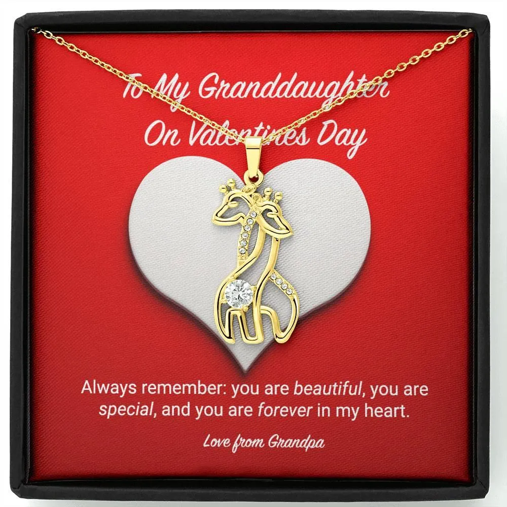 To My Granddaughter from Grandpa Valentine's Day Giraffe Necklace