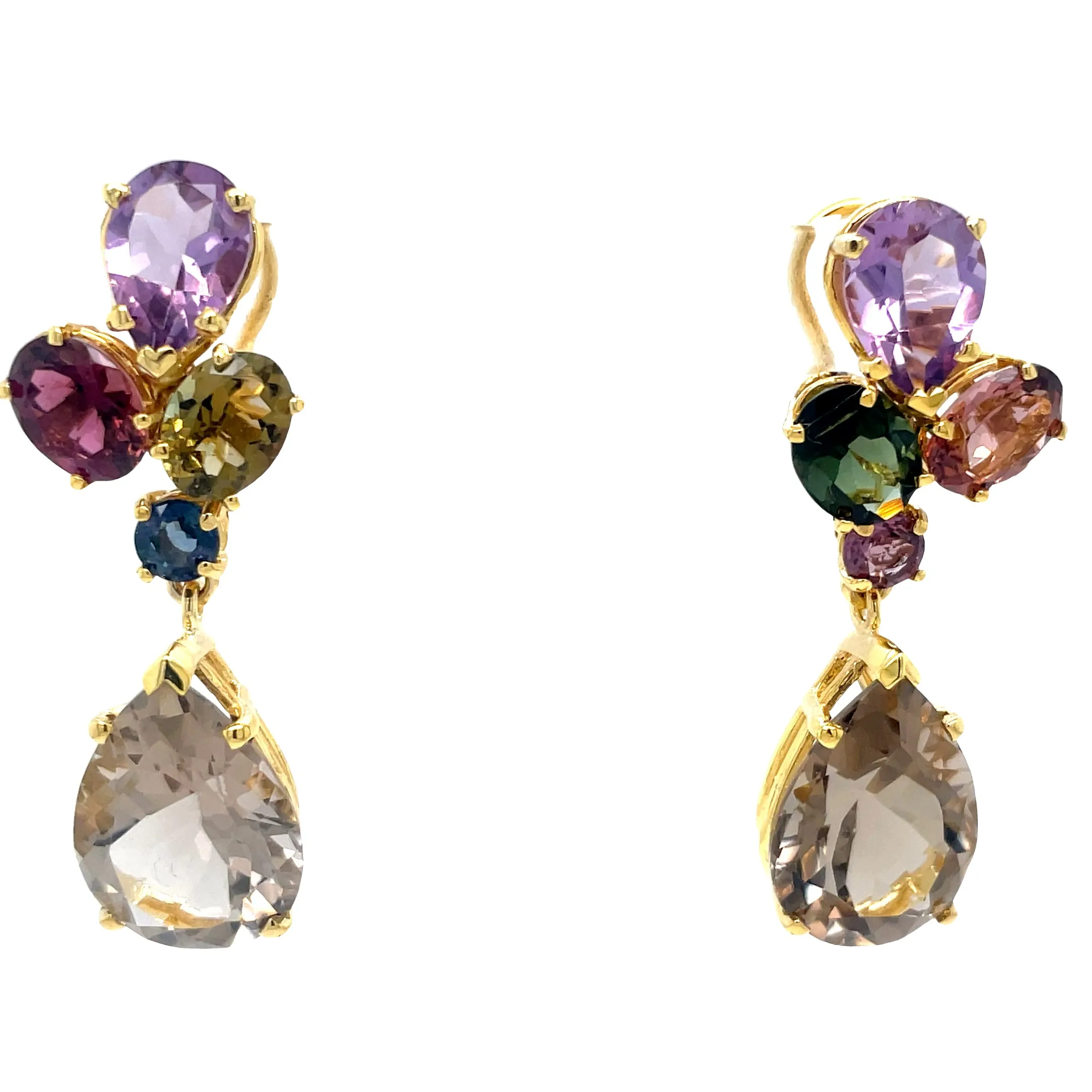 Tourmaline & Amethyst Drop Earrings