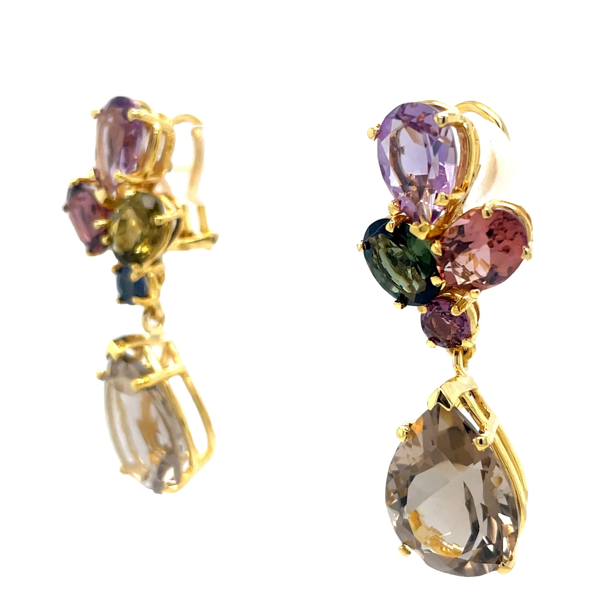 Tourmaline & Amethyst Drop Earrings