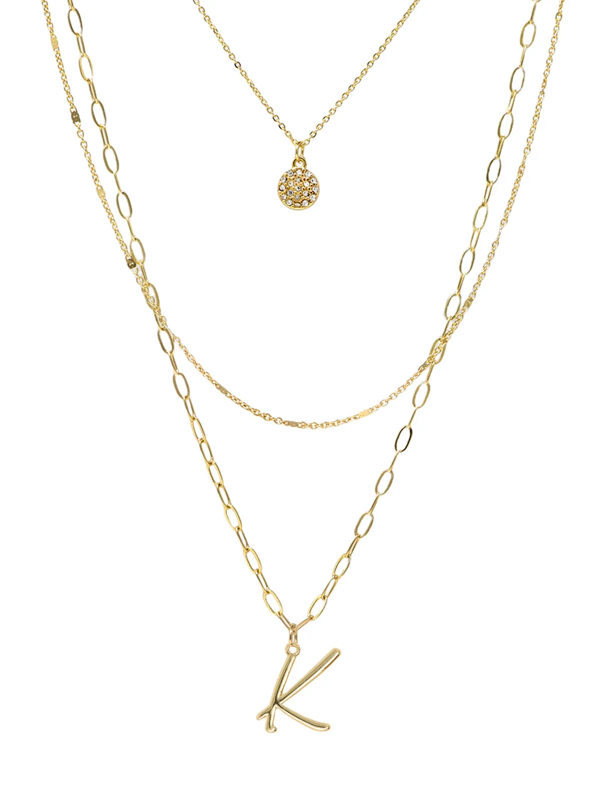 Triple Layered Initial Charm Necklace