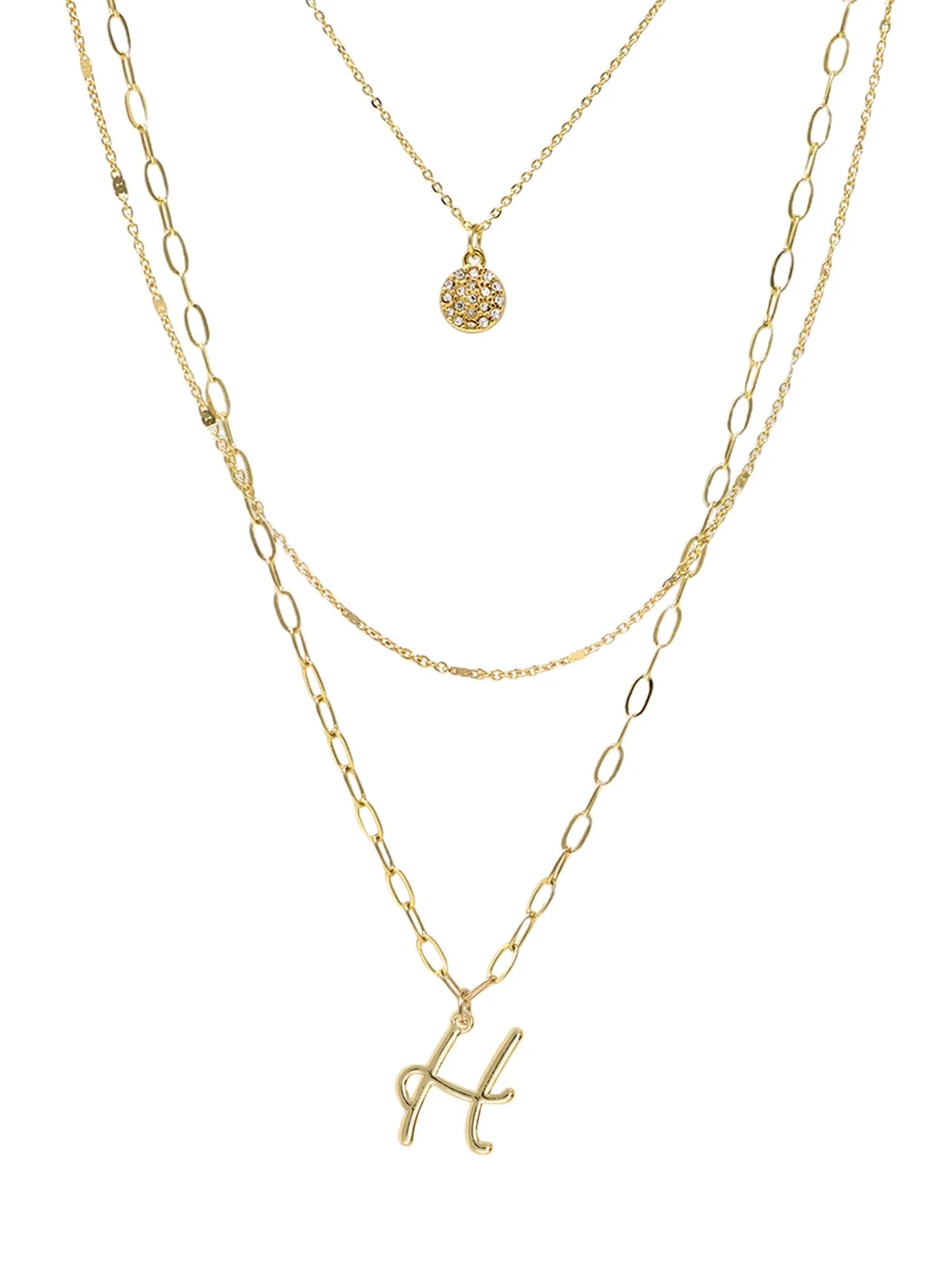 Triple Layered Initial Charm Necklace