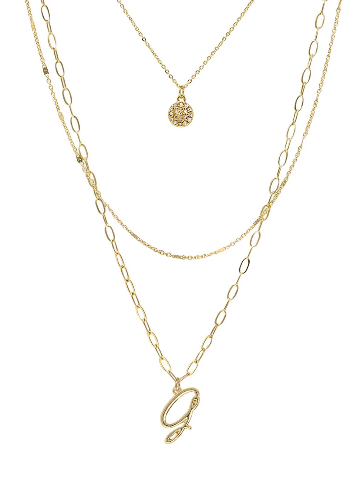 Triple Layered Initial Charm Necklace