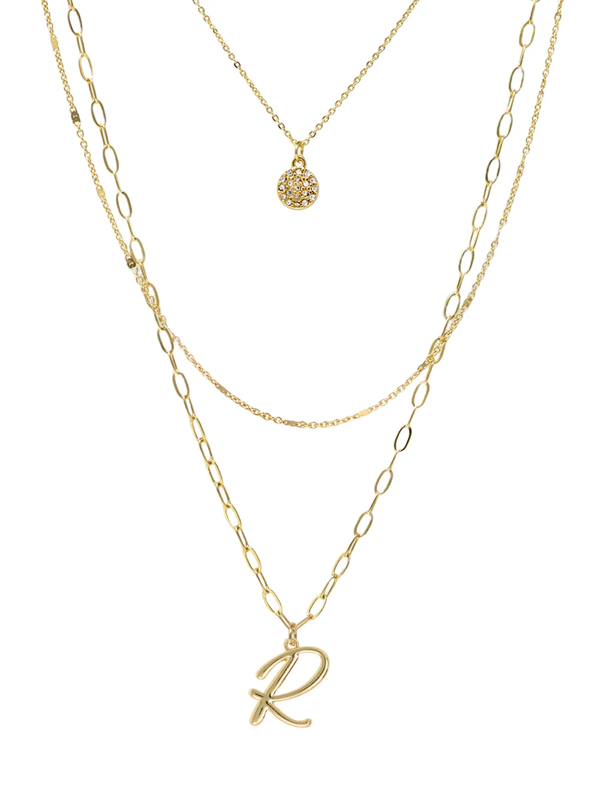 Triple Layered Initial Charm Necklace