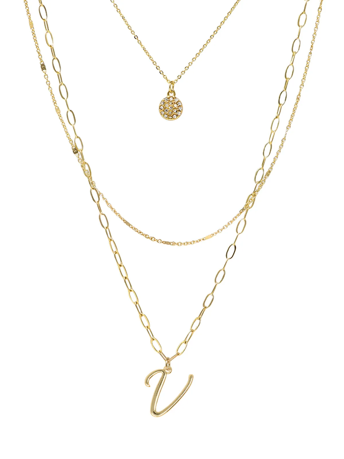 Triple Layered Initial Charm Necklace