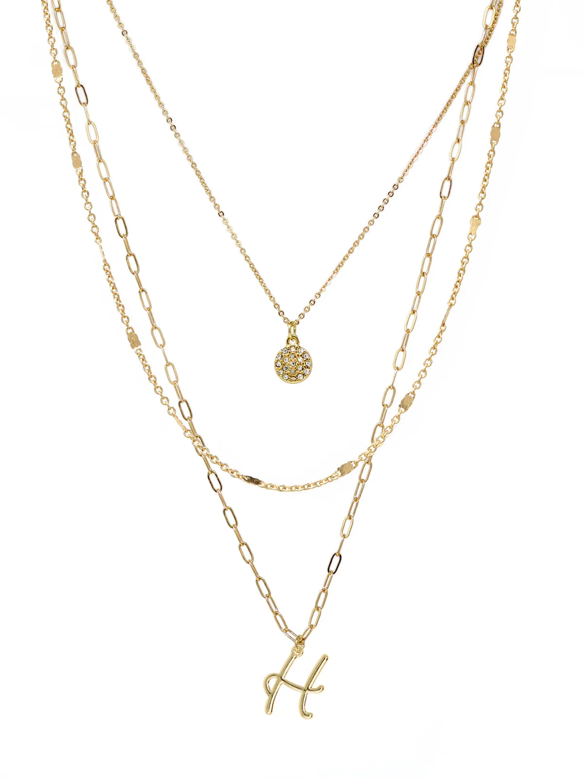 Triple Layered Initial Charm Necklace