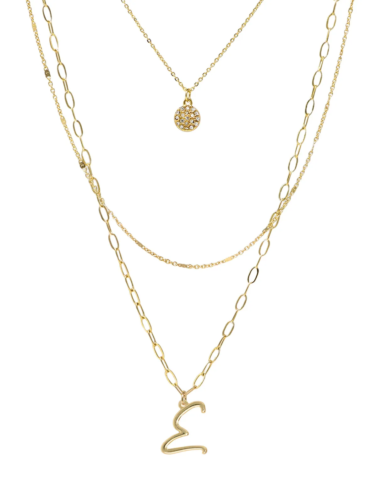 Triple Layered Initial Charm Necklace