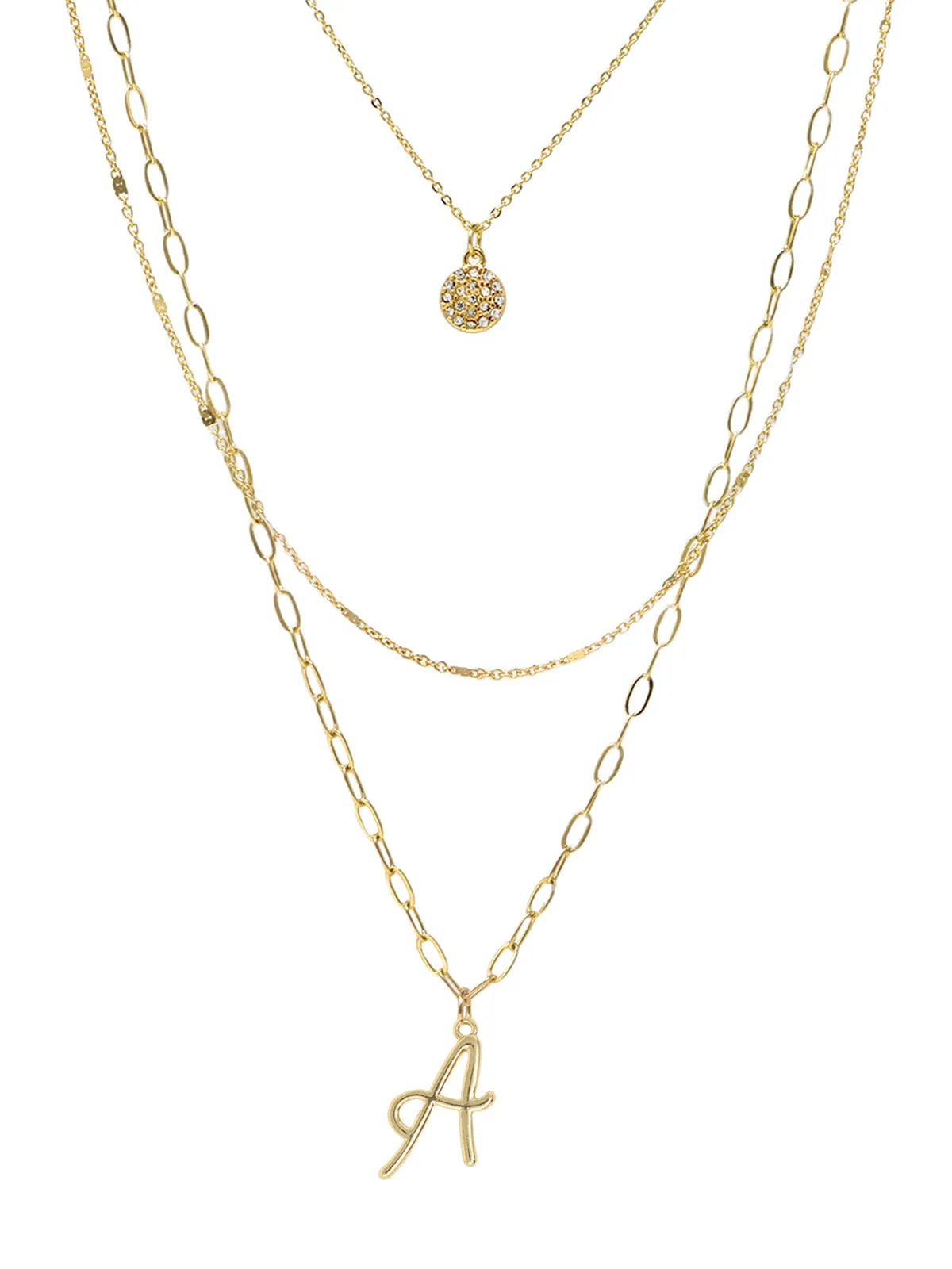 Triple Layered Initial Charm Necklace