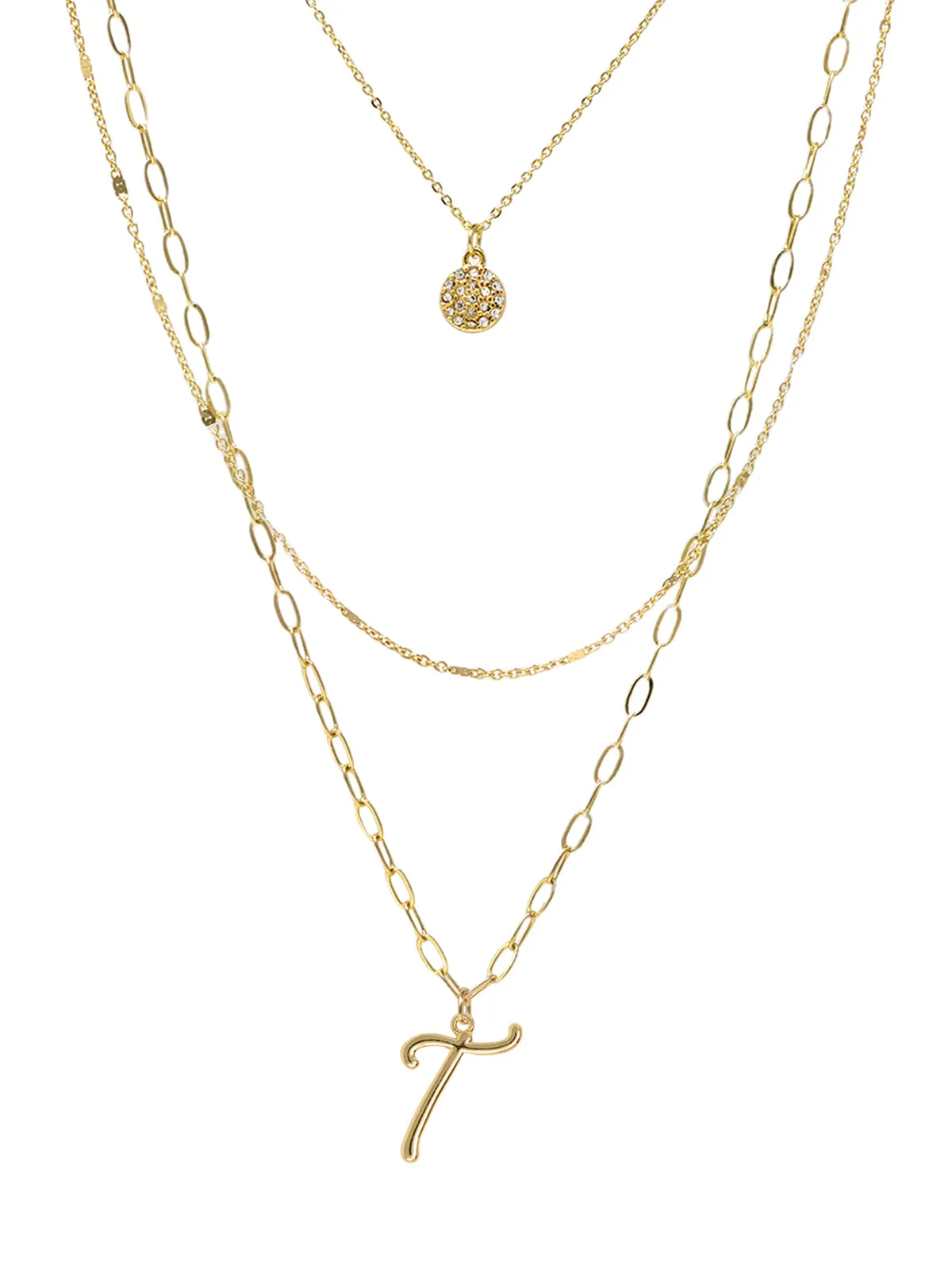 Triple Layered Initial Charm Necklace