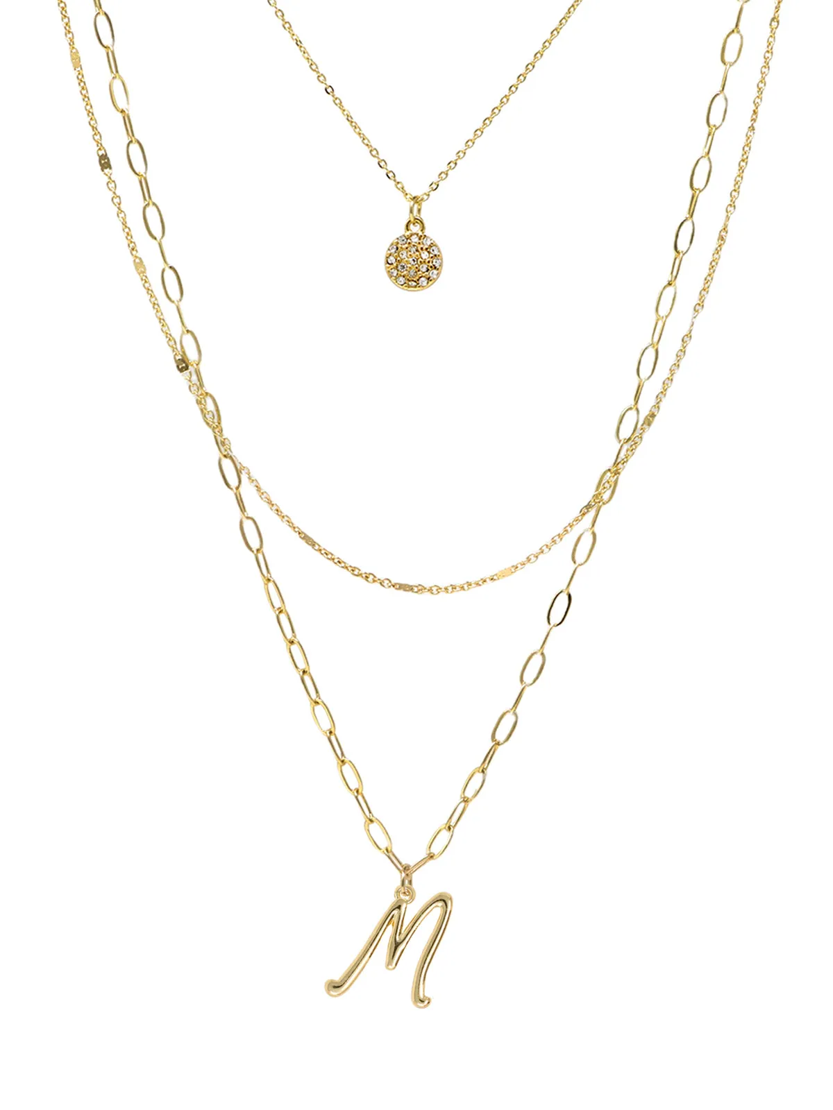 Triple Layered Initial Charm Necklace