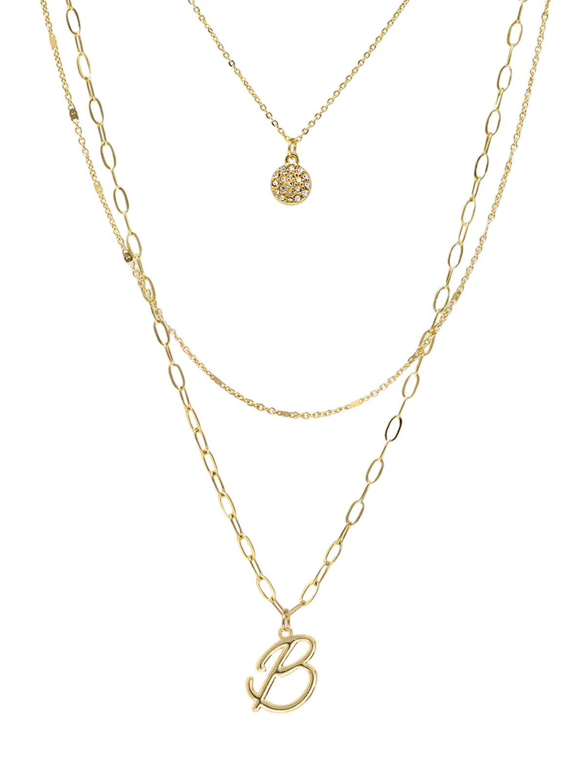 Triple Layered Initial Charm Necklace