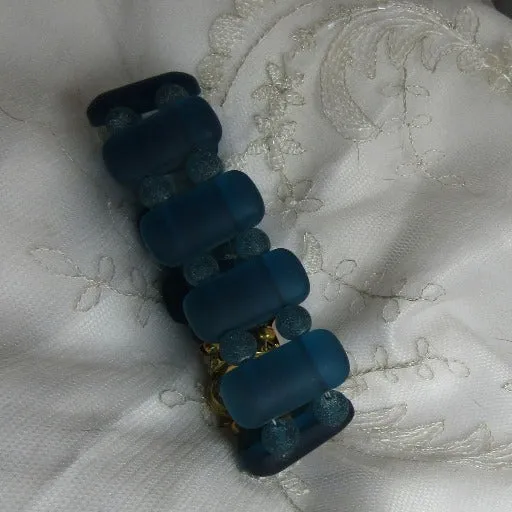 Turquoise Sea Glass Stunning Cuff Bracelet Handmade